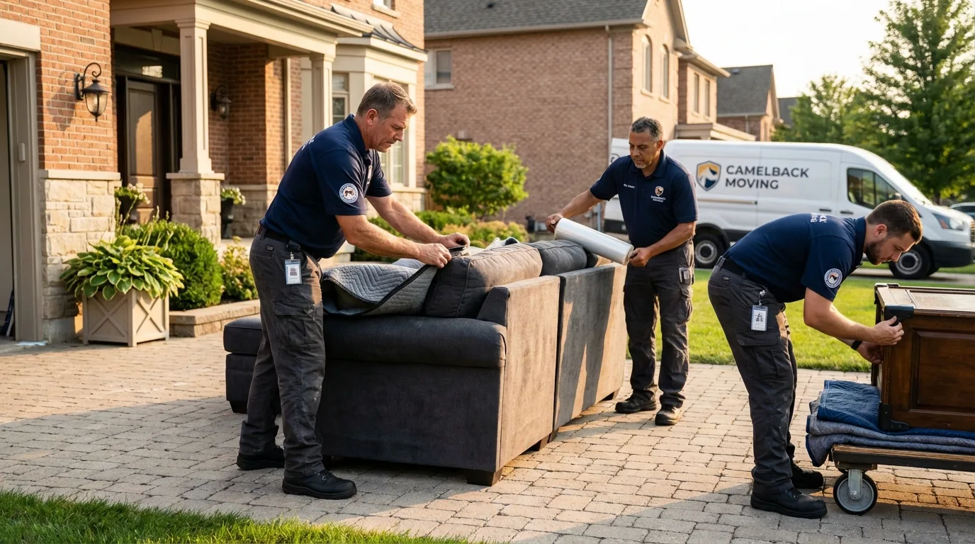 Large estate moving crew wrapping furniture in Forest Ranch, CA